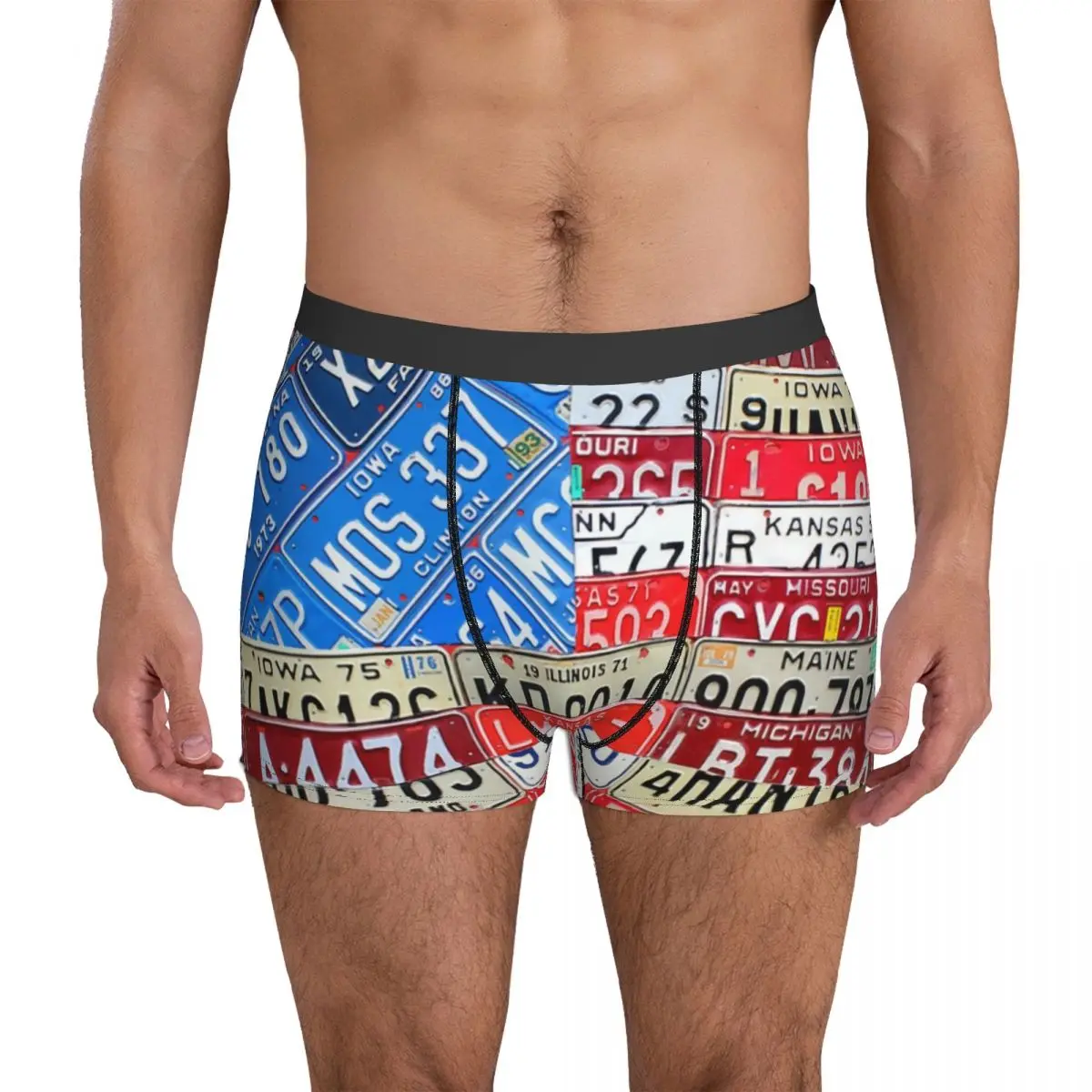4th Of July American Flag Underwear Recycled License Plates Stretch Panties Printed Shorts Briefs Pouch  Large Size Boxershorts
