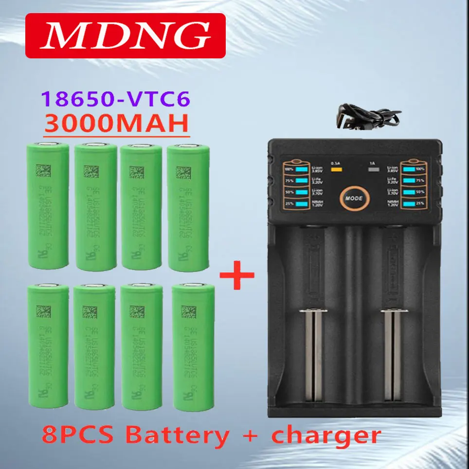 

2023 New original 3.7 V 3000 MAH 18650 battery for us18650 Sony VTC6 30A toys tools flashlight battery+USB Charger