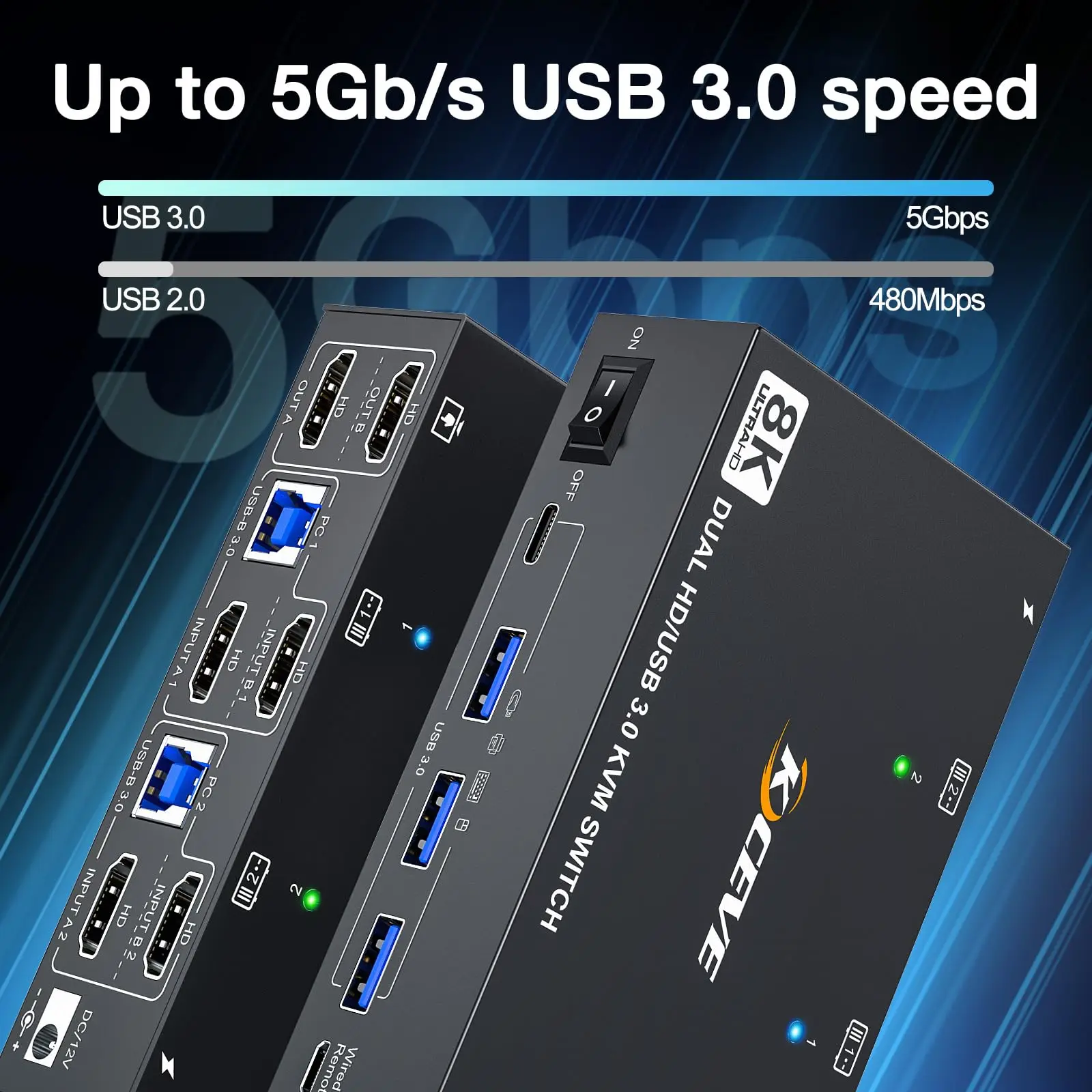 KVM-переключатель 8K HDMI 2 монитора компьютера 4K USB 3 0 двойной монитор для мониторов