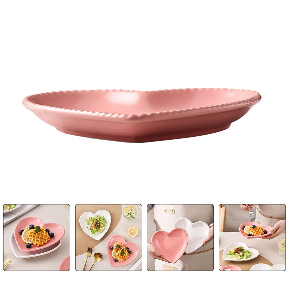 

Plate Heart Plates Ceramic Dish Tray Kitchen Dessert Serving Haves Must Porcelain Shaped Salad Fruit Snackwhite Dinner Jewelry
