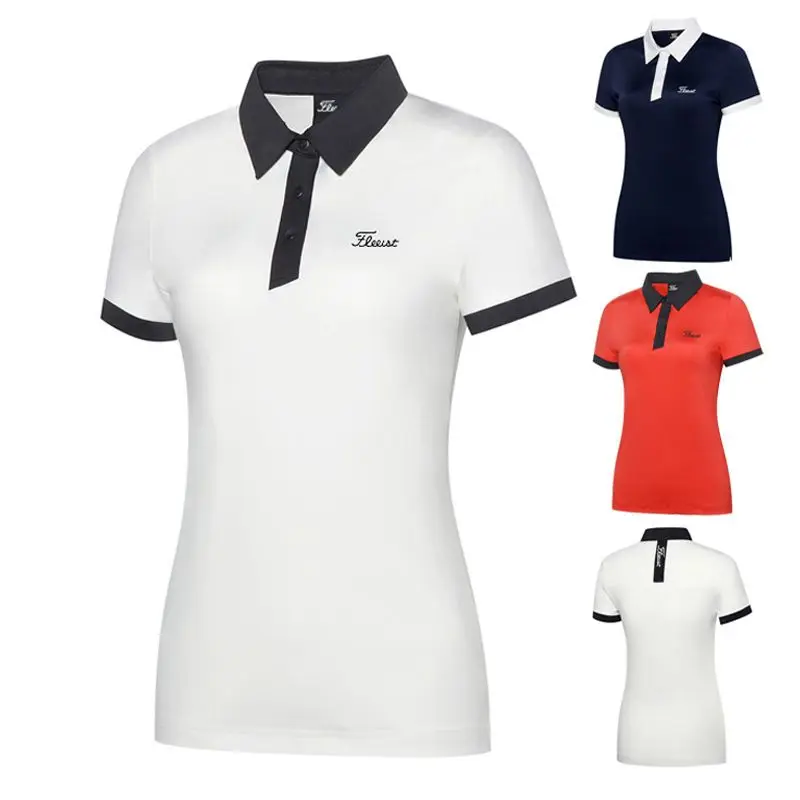 

Golf Clothing Women'S Short Sleeve Breathable Top Thin Solid Color Shirt Slim Hygroscopic Outdoor Golf Polo Shirt Shirt