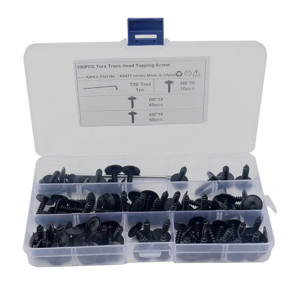 

Самонарезающий звездообразный винт M5 * 16 M5 * 19, 100 шт., подходит для решетки бампера, юбки, звездообразных винтов, болтов, колесных брызговиков