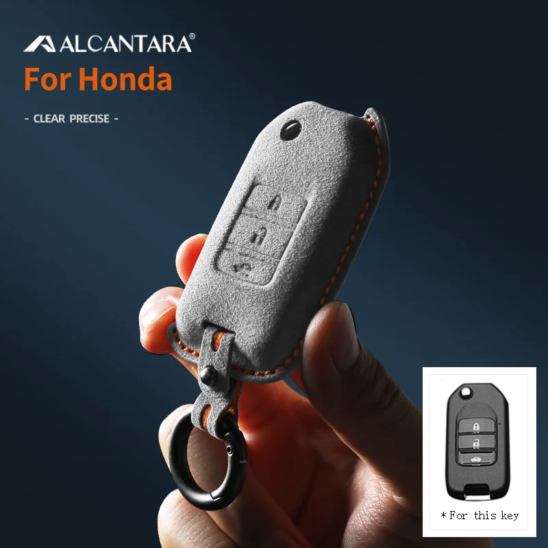 

Alcantara Car Key Case Cover High-quality 3 Button Keychain For Honda Civic Accord City CR-V Jazz XR-V Vezel HR-V