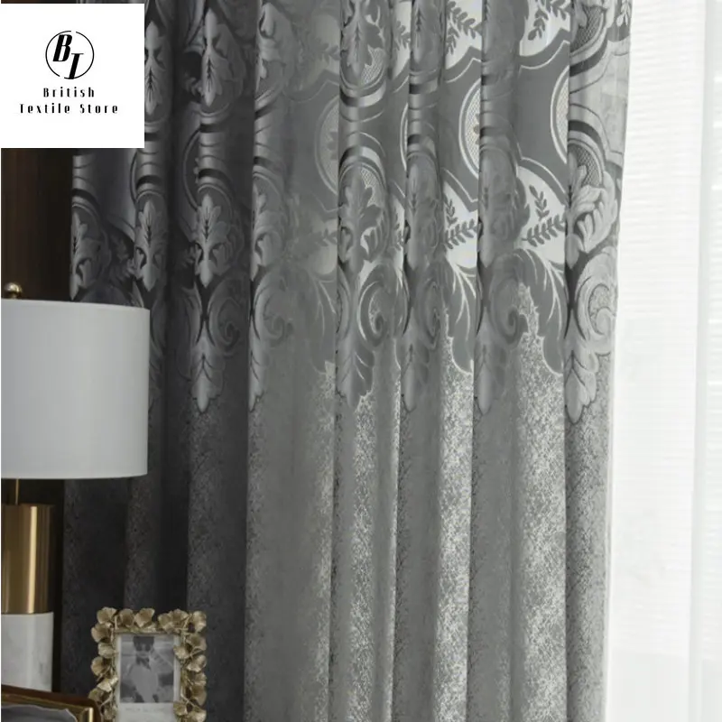 

Nordic Curtains for Living Dining Room Bedroom Modern Luxury Flannel Jacquard Grey Window Drape Custom Size Finished Product