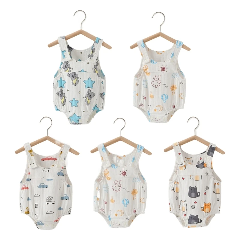 

Boys Girls Rompers Breathable Cotton Muslin Overalls Outgoing Clothes Unisex
