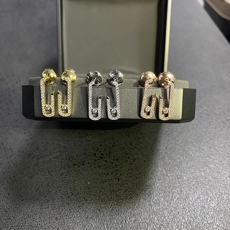 

S925 Sterling Silver Women's Stud Earrings. Classic European and American style design. Luxury brand original logo. MOVE