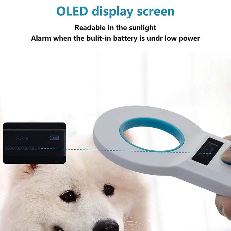 

Сканер для считывания микрочипов домашних животных, RFID EMID портативный чип для сканера, перезаряжаемый сканер для хранения данных с биркой д...