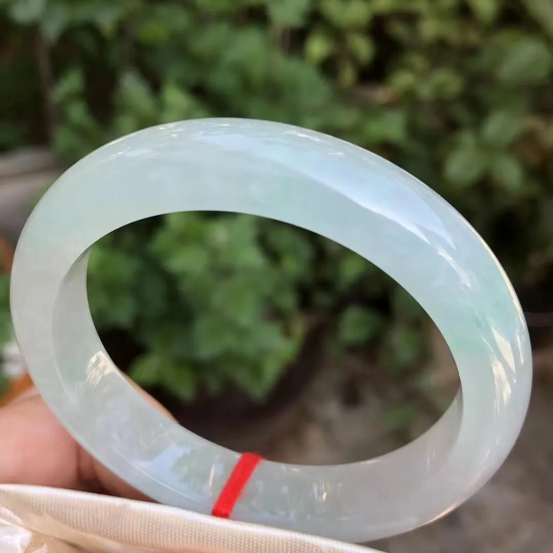 

Natural Myanmar jadeite bangle flat bar real jadeite bangle natural green jade stone for woman temperament bracelets 56mm 00