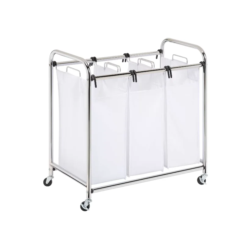 

Chrome Heavy Duty Triple Laundry Sorter Laundry Bag Bag Storage