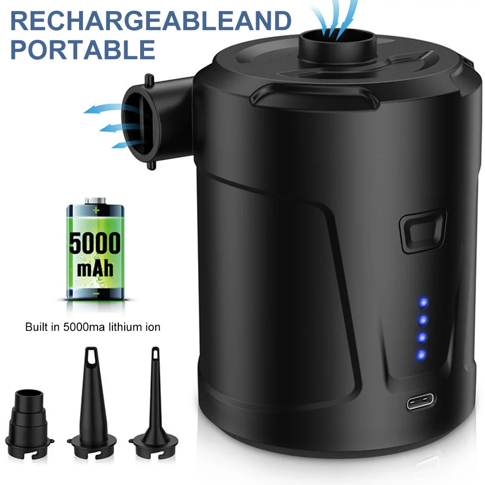 

5000 мАч встроенный источник питания USB портативный Электрический воздушный насос для надувного бассейна насосы для подушек воздушные кровати для лодки плавательное кольцо