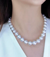 huge charming 1812 14mm natural south sea genuine white pearl necklace free shipping for women jewelry necklaces