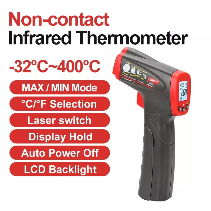 

Digital Infrared Thermometer -20-400℃ UT300S UT300A UT300B Plus Wireless Pyrometer Non-Contact Uni-t Temperature Detector