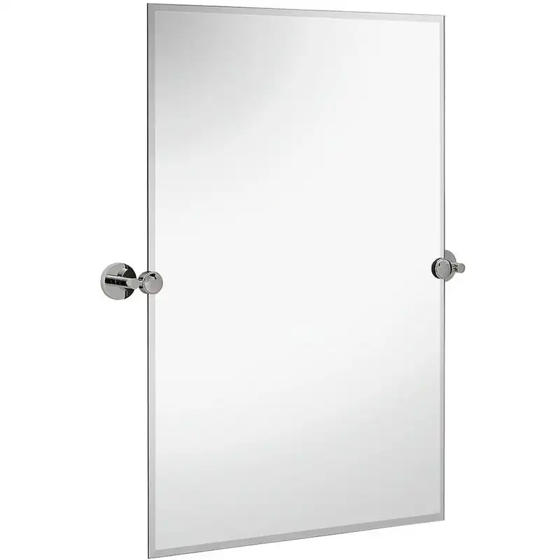 

Pivot Rectangle Mirror with Polished Chrome Wall Anchors | Silver Backed Adjustable Moving & Tilting Wall Mirror | 20