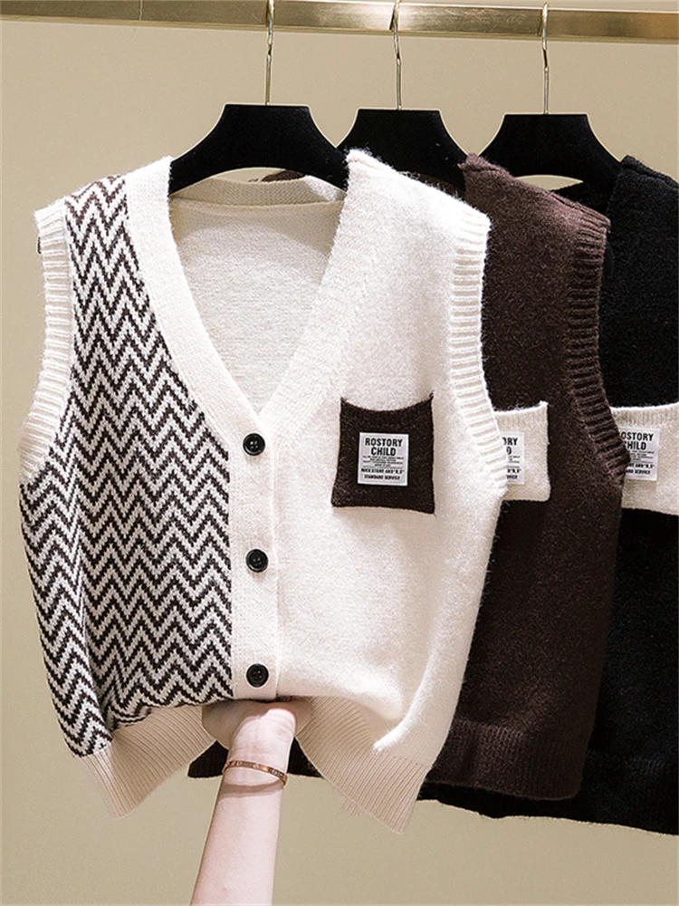 

Winter Women Knitted Vest Sweater Oversize Girls Sweater Woman Cashmere Tops Sleeveless Tank Pullover Fall Maxi Vintage Y2k