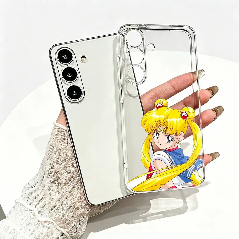 Фото Чехол для телефона с изображением аниме персонажей Sailor Moon (Сейлор Мун) и Usagi Tsukino, прозрачный, силиконовый, мягкий, для Samsung A10, 12, 20, 21S, 30, 31, 40, 50, 51, 52, 70, 71 №2