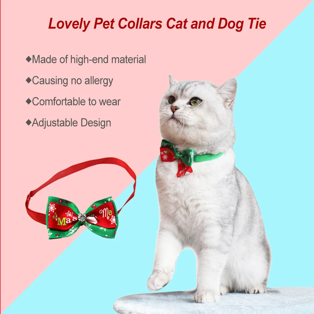 

Ошейники для домашних животных, галстук для собак, разноцветный, Рождественский, смешанный, милый, праздничный, плетеный, аксессуары для дом...