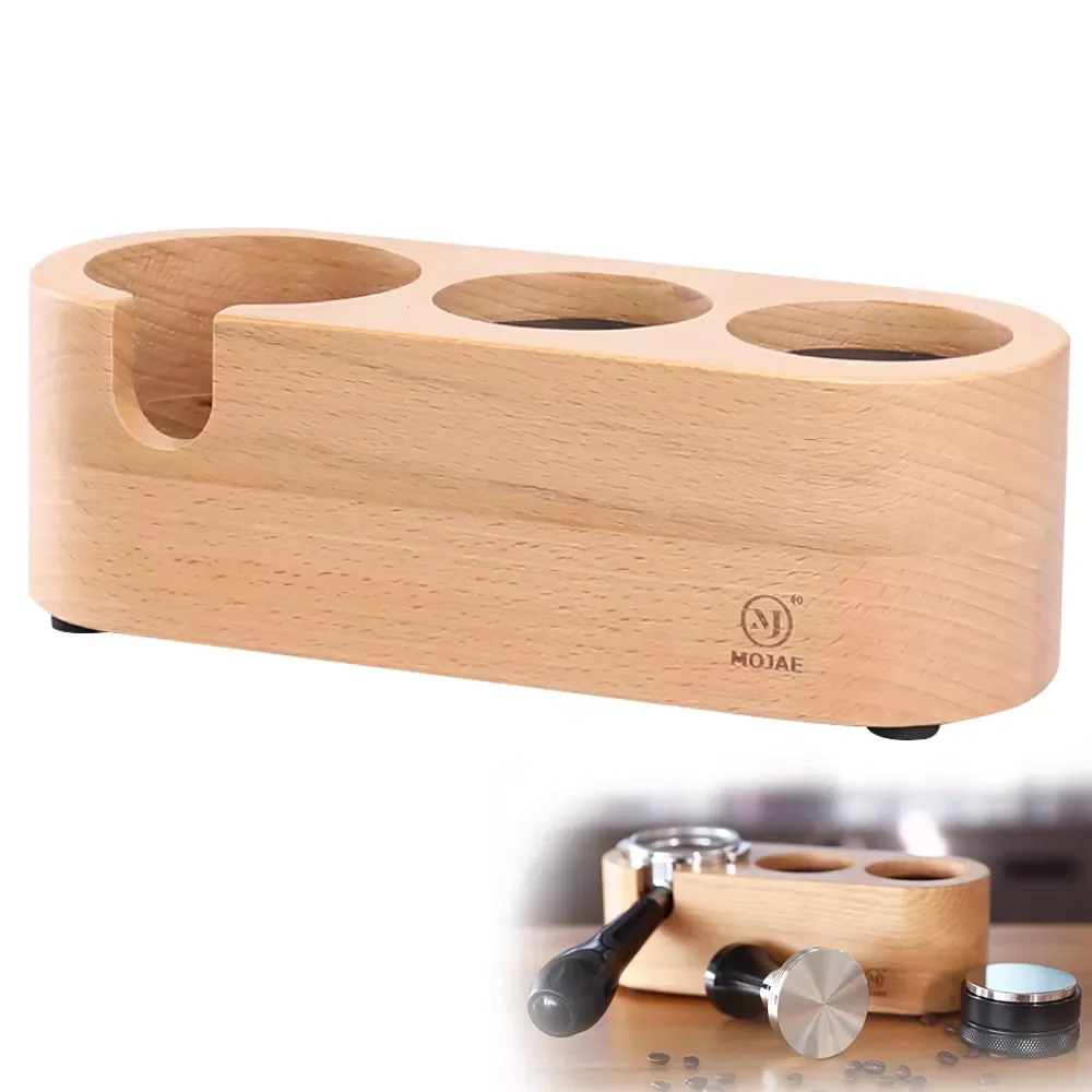 

58mm Coffee Tamper Holder Espresso Coffee Pressed Powder Distributor Tamper Mat Solid Wooden Support Base Rack Coffeeware