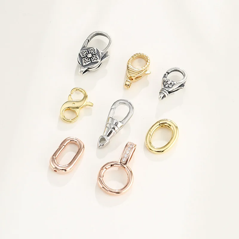 Double Head 8-shaped Buckle S925 Sterling Silver Necklace Buckles Sterling Silver Pearl Universal DIY Jewelry Making Accessories