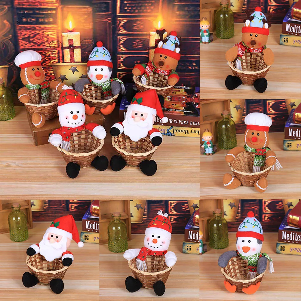 

Christmas Decorative Candy Basket Mini Santa Claus Snowman For Office Party Tabletop Holiday Decoration Gift For Kids 12x18cm