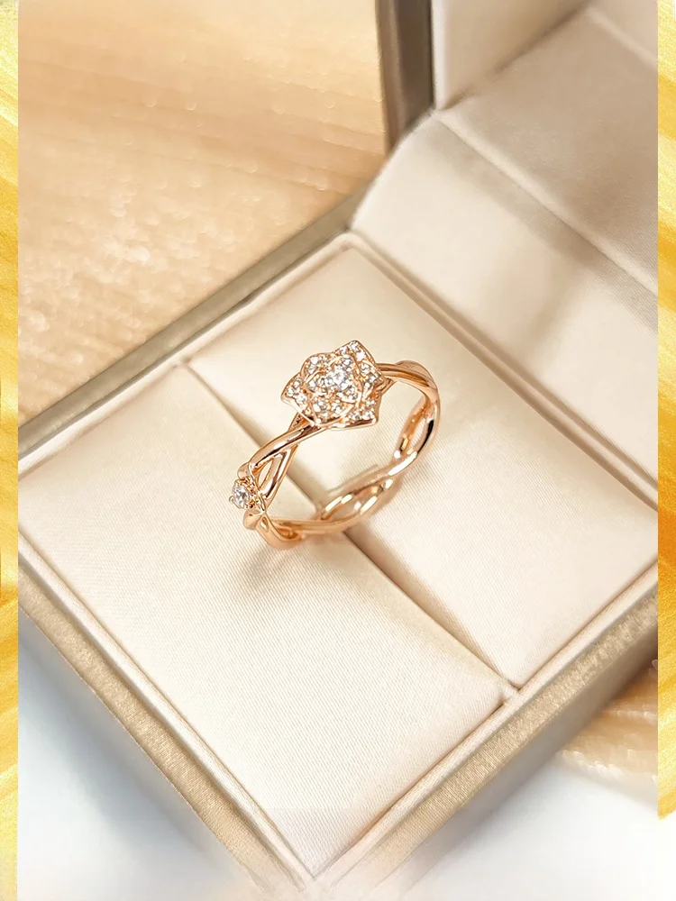 Кольцо с бриллиантами обмотка лозы лепестки роз стерлинговое серебро кольцо