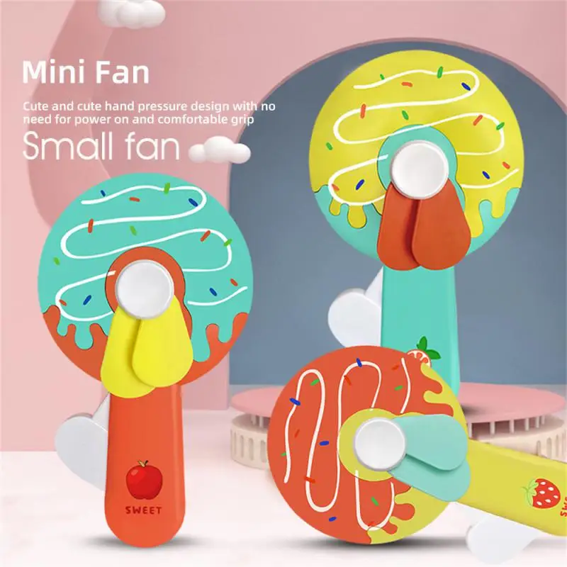 

Summer Donut Fan Children Handheld Fan Mini Portable Small Fan Press Type Hand Pressure Wind Fan