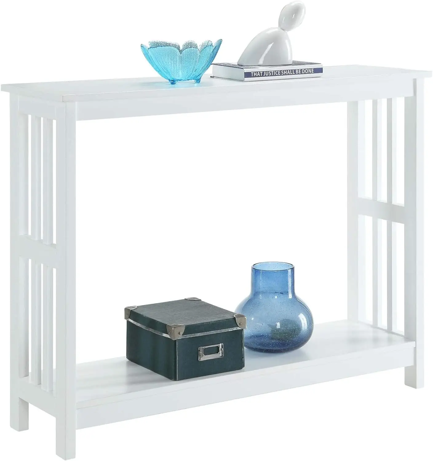 

Finish 2-Tier Occasional Console Sofa Table Bookshelf