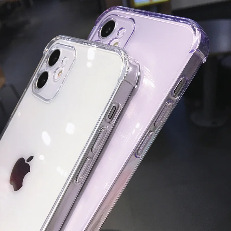 Прозрачный мягкий чехол карамельного цвета для iPhone противоударный камеры 13 12 11 Pro