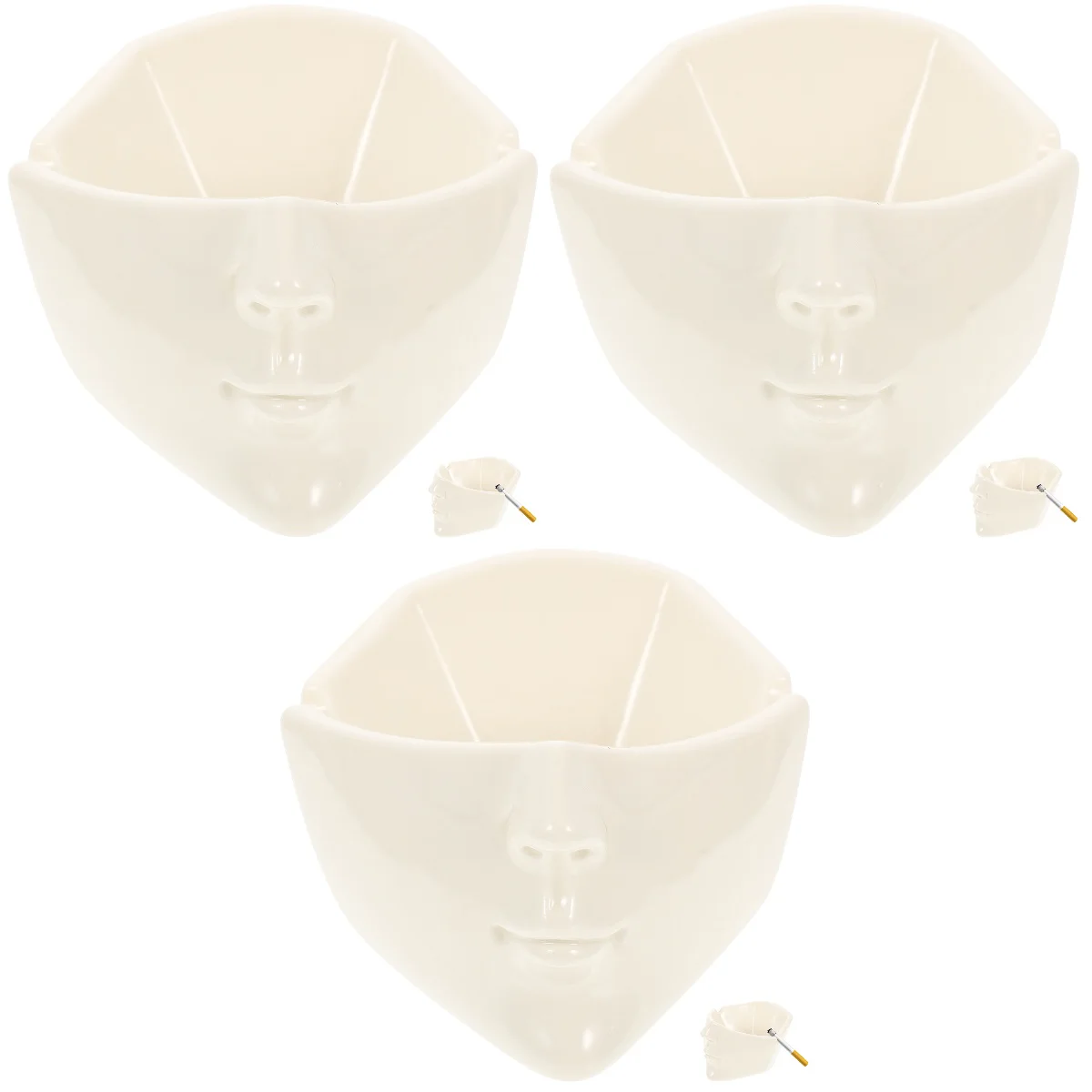 

3pcs Ceramic Ashtray Decorative Shaped Ashtray Desktop Ashtray Adornment