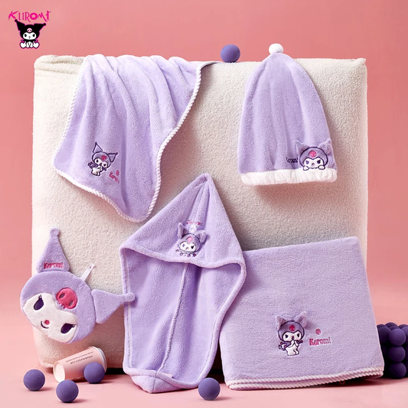 

Kuromi Dry Hair Cap Bath Towel Towel Suit Girl Bath Skirt Bathroom Soft Comfortable Absorb Water Dormitory Student Life Supplies