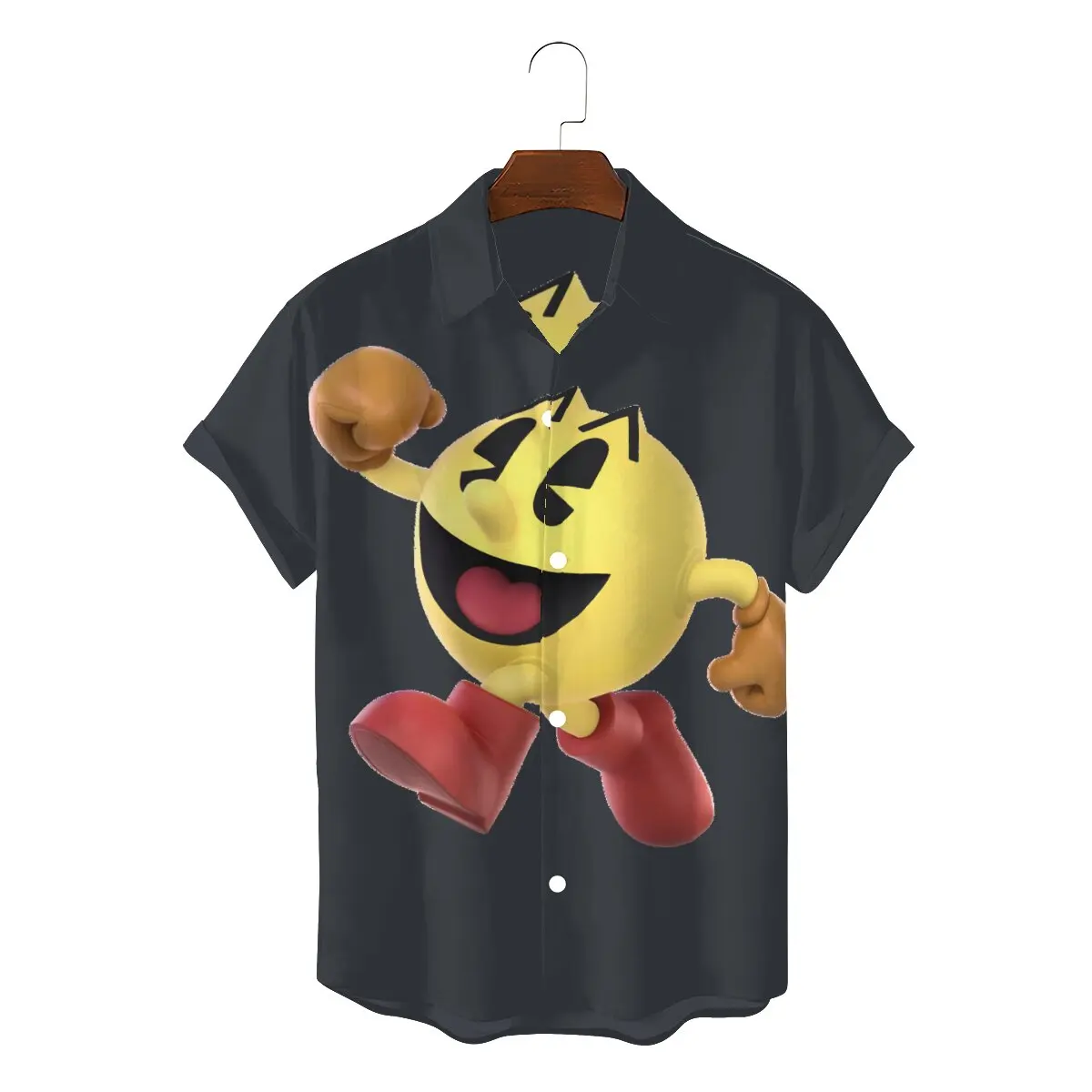 

Pacman Retro Games Creative Hawaii Shirt for Men Cute Square Neck 3D Shirt Distinctive Birthday Gifts Streetwear