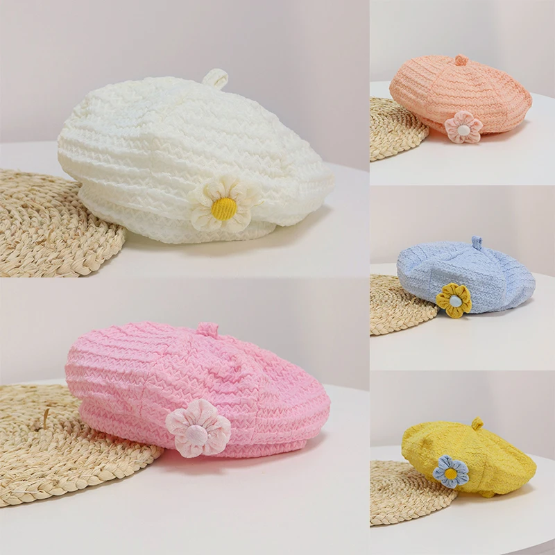 Детская шапка с цветочным рисунком 44-50 см