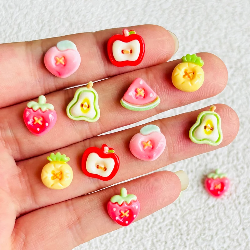 

32 шт. милые мини-фрукты, клубника, яблоко, груша, ананас, смола, дизайнерские подвески, сделай сам, ремесло для ногтей, 3D украшения, ювелирные изделия A117