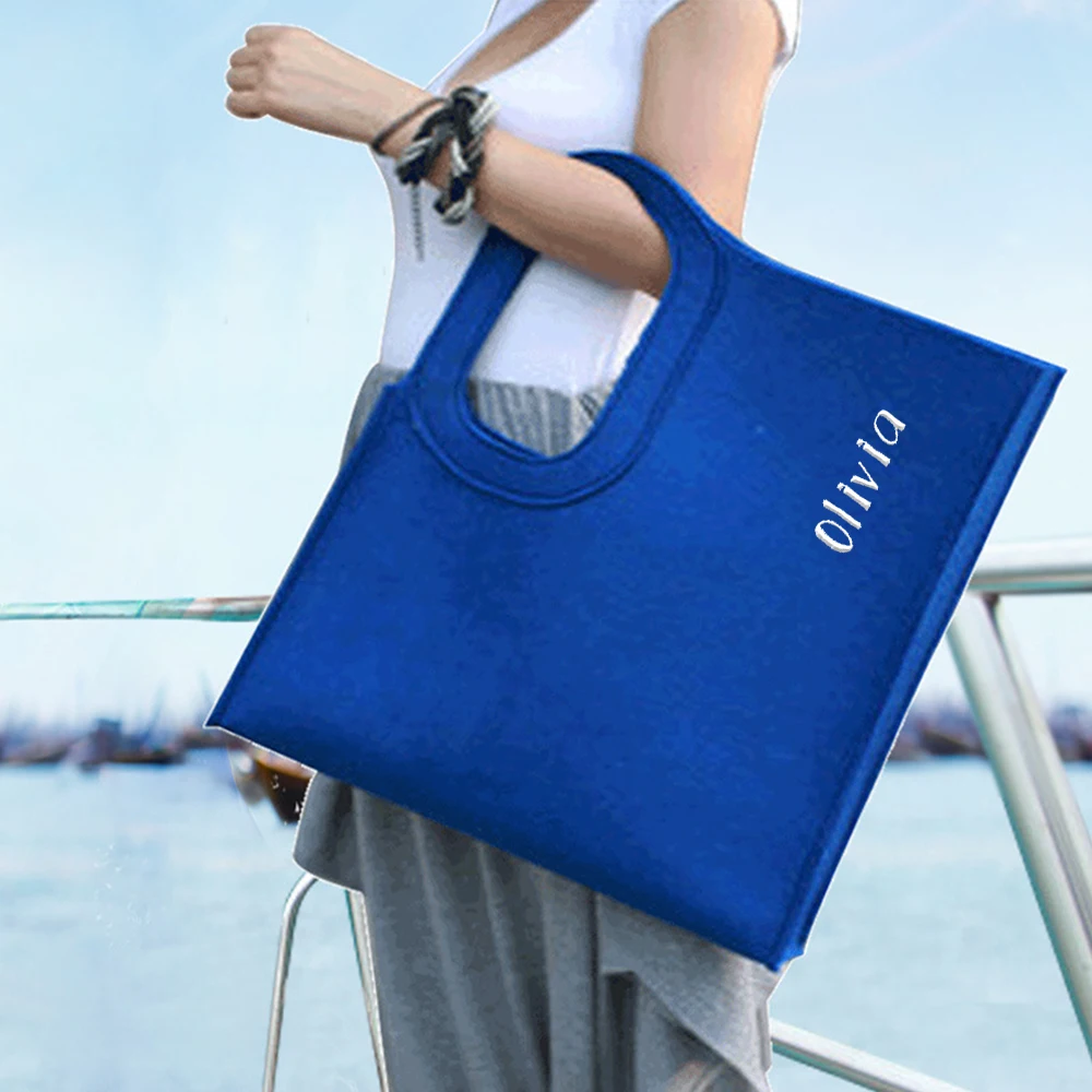

Personalized Name Women's Felt Messenger Handbag Embroidery Your Name Fashion Versatile One-shoulder Shopping Bag
