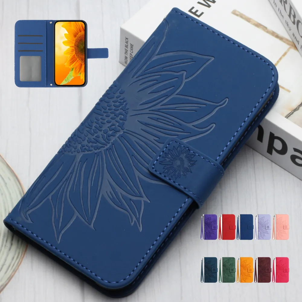 

Magic5 4 Lite X9A X5 Card Holder Flip Cover for Huawei Honor 80 SE 70 Pro X7 X8 30S Matte Sunflower Leather Wallet Phone Case