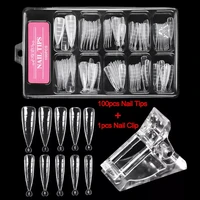 full cover sculpted false nails for nail extension nail tips set acrylic nail clip set mold false tips manicuring tools set