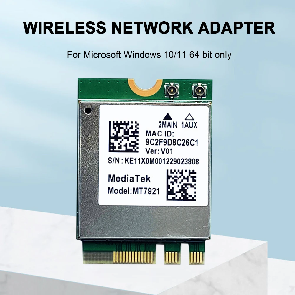 

Wi-Fi адаптер, Wi-Fi, беспроводная сетевая карта 6 MediaTek MT7921, совместимая с Bluetooth, Настольный Ноутбук 5,2 дюйма для ноутбука, компьютера