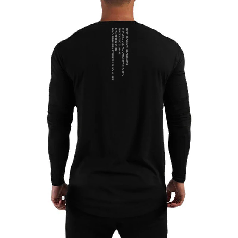 

Хлопковая футболка с длинным рукавом для спортзала, Мужская облегающая футболка для фитнеса и тренировок, Спортивная тренировочная футболка для бодибилдинга, топы, осенняя повседневная одежда