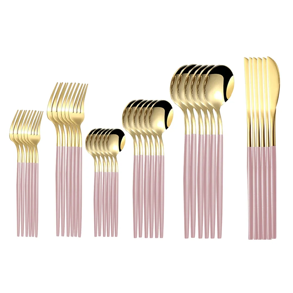 Набор розовых золотых ложек и вилок набор из нержавеющей стали столовая посуда