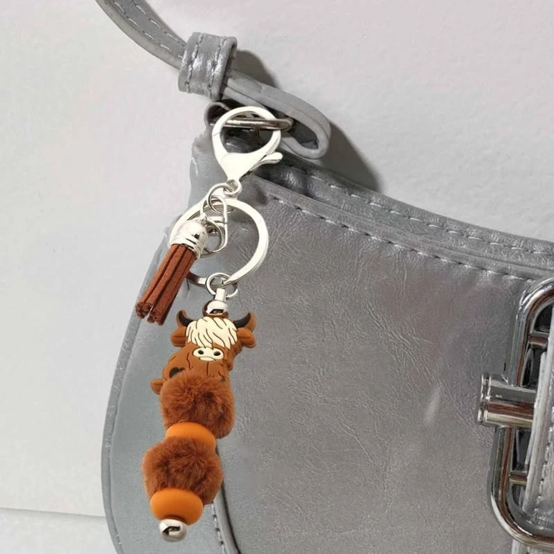 C71D Highland Cow Cool Coolchain мягкий силиконовый куринг с красочными кисточками ключевые кольца аксессуары для женщин (art.: 3920cff36097d) - 3920cff36097d