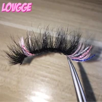 lovgge glitter lashes mink 25mm 18mm 15mm fluffy color streaks cosplay makeup beauty eyelashes wholesale supplier free shipping