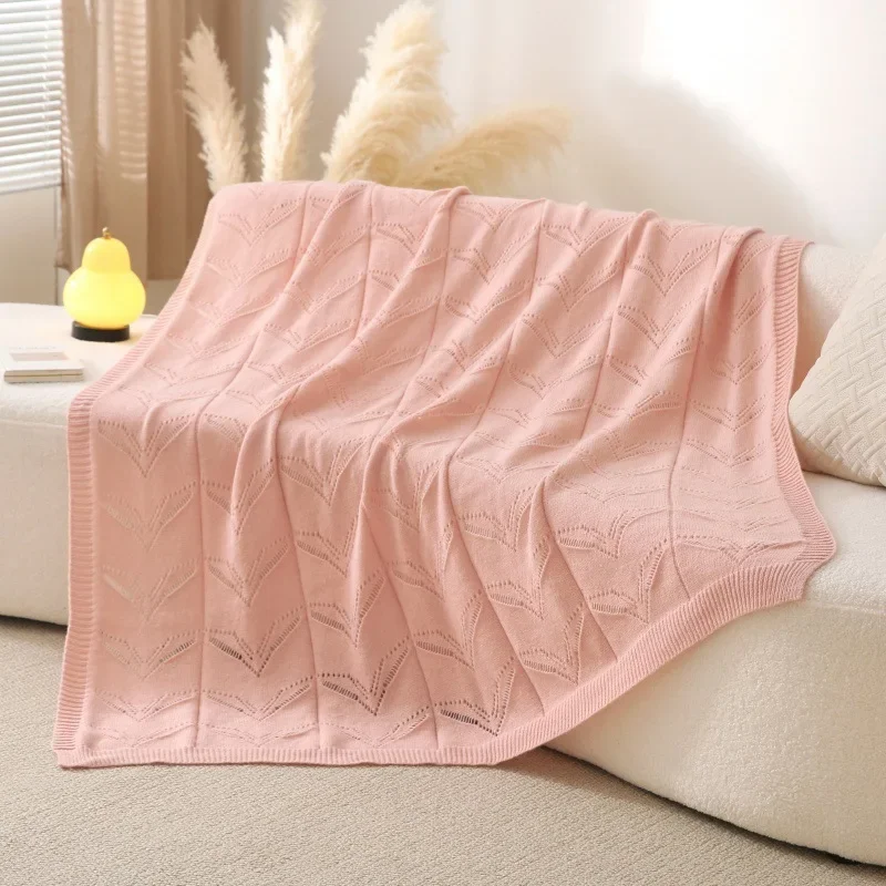 Простое однотонное вязаное шерстяное автомобильное авиационное одеяло домашнее