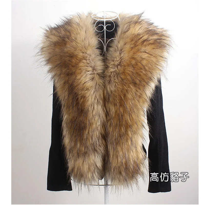 Qearlstar 2019 Супер роскошный шарф из искусственного меха енота 160*20 см Украшение зимней куртки пальто Утолщение теплые обертки шали воротник ZKG10 вкл.