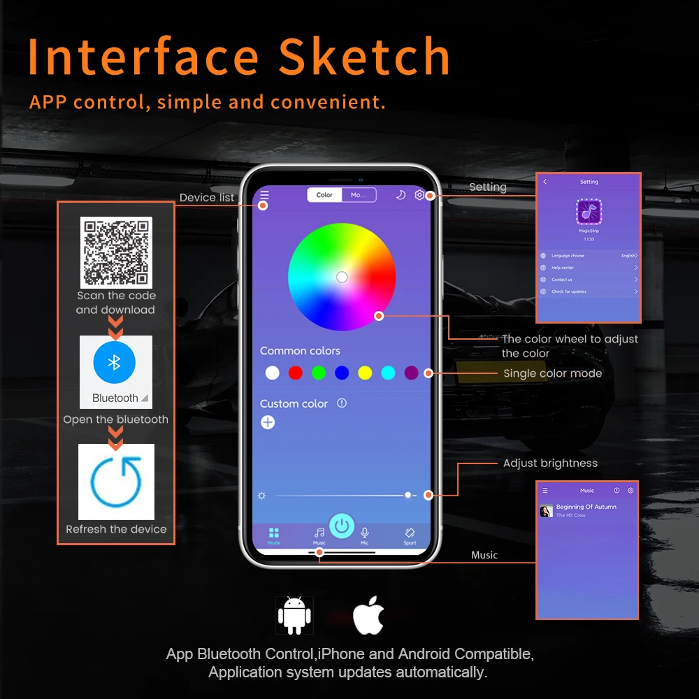 Фото 2 шт. светодиодные кольца Angel Eyes RGB APP Bluetooth с шестигранным ореолом для автомобиля, скутера, мотоцикла с указателем поворота, желтые 70 мм, 80 мм, 86 мм, 90 мм №4