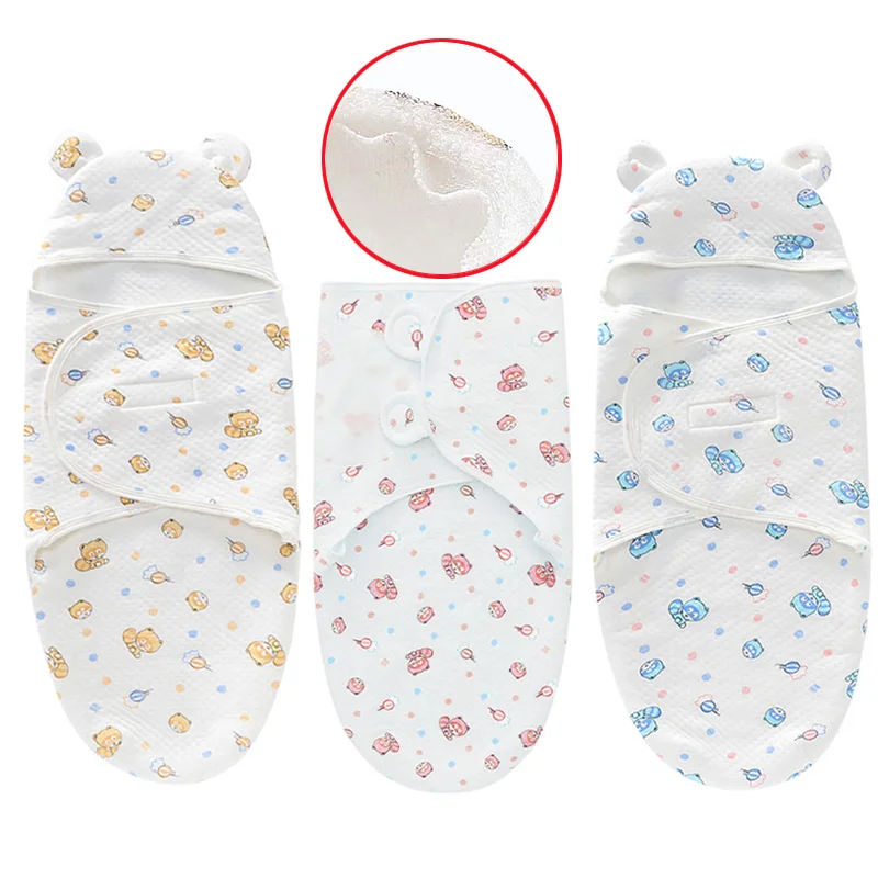 

Hooded Newborn Sleeping Bag Cotton Quilted Baby Blankets Swaddle Wrap Adjustable New Born Sleepsack for Birth Bedding 0-6M