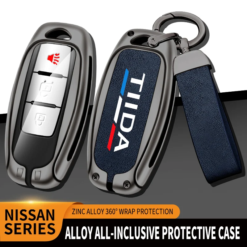 

Car TPU Zinc Alloy Key Case Bag For Nissan TIIDA 2008-2023 Car Key Chain Car Metal Key Shell Car Interior Decoration Accessories
