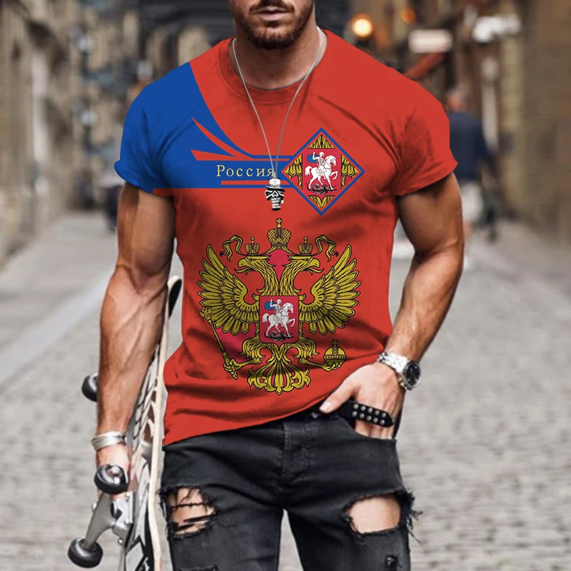 

Men's Retro T-Shirts 3D Printed Shirts Ukrainian Flag Short Sleeves Summer Fashion Casual Round Neck Harajuku Tops Oversized