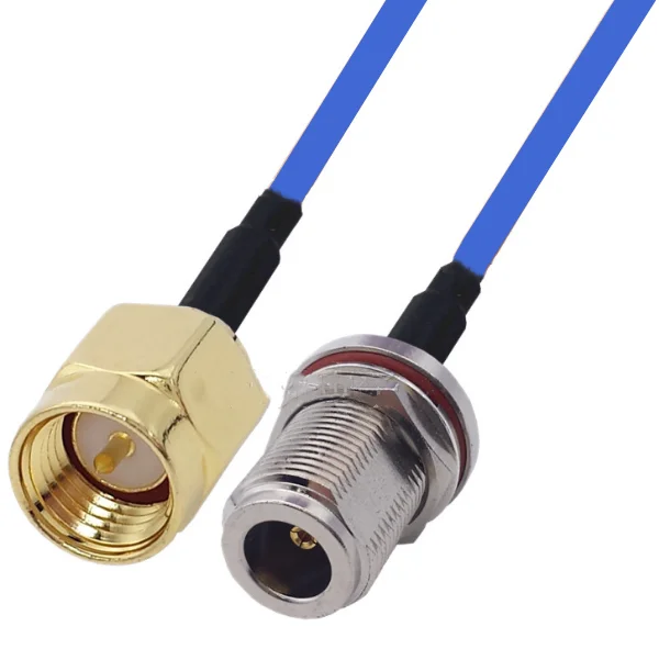 

N Female Jack Bulkhead to SMA male Connector RG405 RG-405 Semi Flexible Coaxial Cable .086" 50ohm Blue