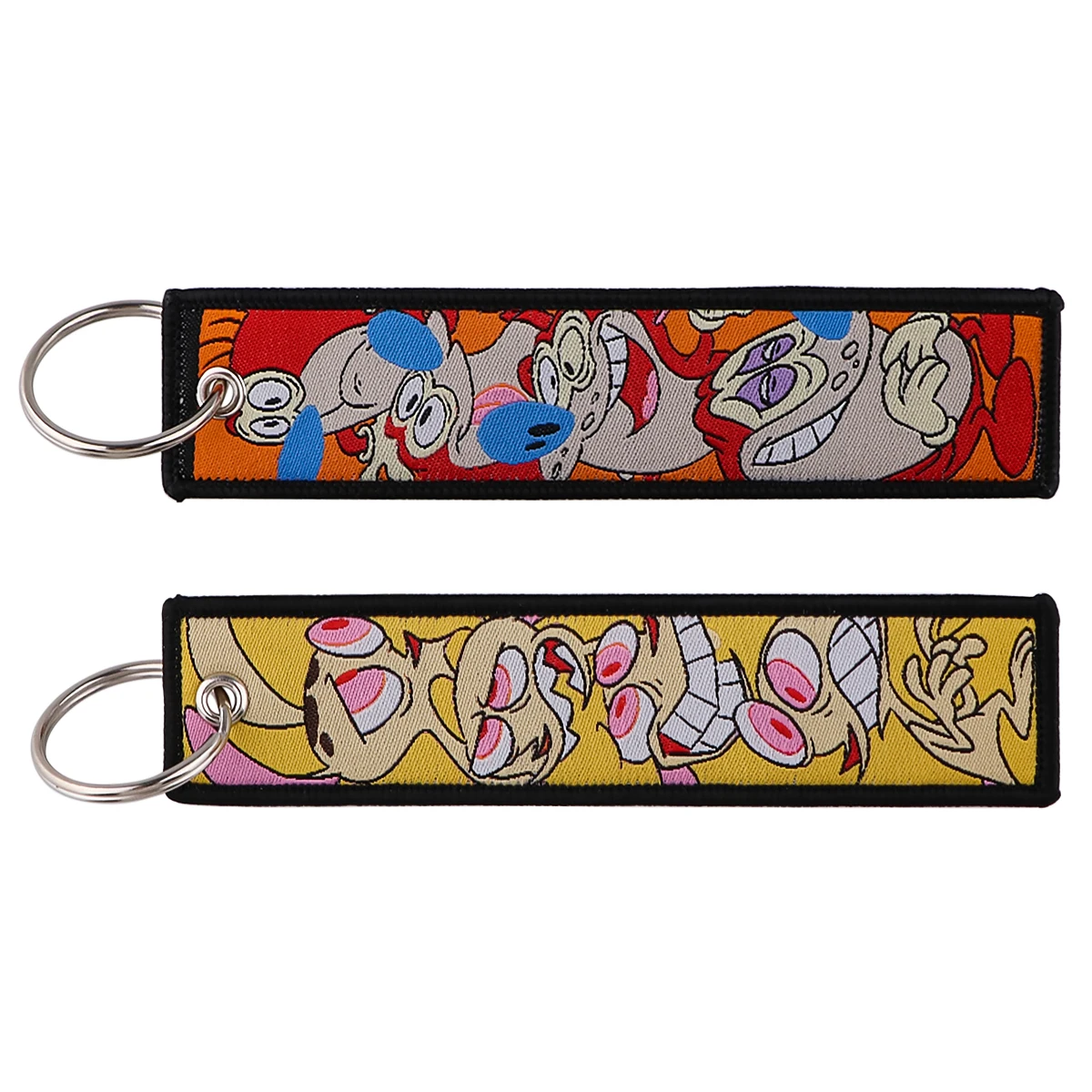 

Vintage Funny Cartoon Embroidered Keys Tag Jet Tag Keychains for Motorcycles Cars Backpack Fashion Key Ring Gifts Accessories