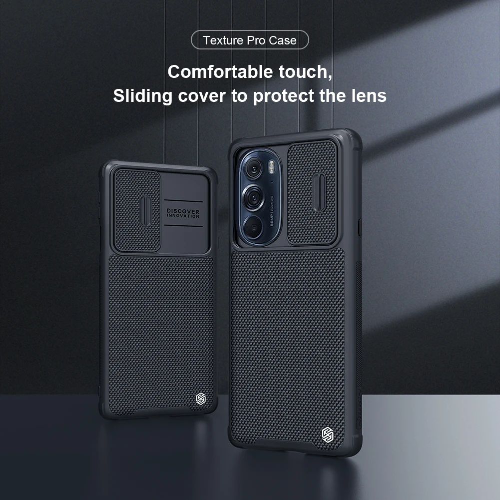 

For Motorola Edge X30 Nillkin Textured Case Pro Camera Protection Back Slide Cover Matte Plain Nylon Fiber Shell