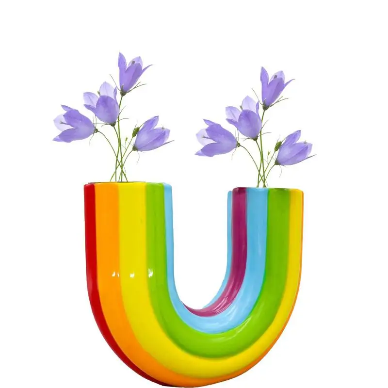 

Rainbow U Shaped Vase Rainbow Decor Table Centerpieces Moderate Capacity Farmhouse Decorative Vase For Home Decor Table
